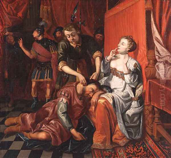 Samson and Delilah Oil Painting by Kasper or Gaspar van den Hoecke