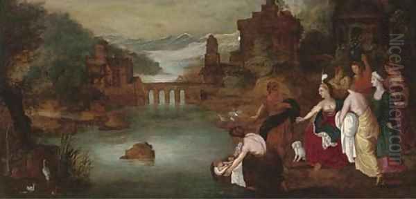 The Finding of Moses Oil Painting by Kasper or Gaspar van den Hoecke