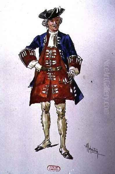 Male costume design for the opera Manon Lescaut Oil Painting by Adolf Hohenstein