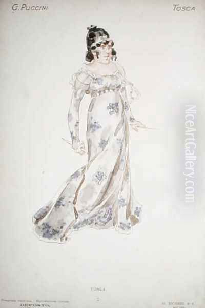 Costume design in Tosca by Giacomo Puccini Oil Painting by Adolf Hohenstein