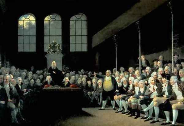 Charles James Fox 1749-1806 Addressing the House of Commons during the Pitt Ministry Oil Painting by Anton Hickel