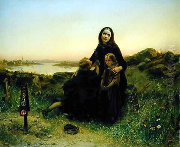 The Mourning Widow Oil Painting by Carl Wilhelm Huebner