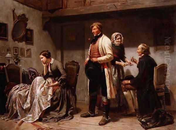 A toast to the engaged couple Oil Painting by Carl Wilhelm Huebner