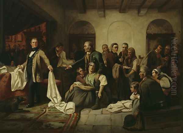 The Silesian Weaver Oil Painting by Carl Wilhelm Huebner