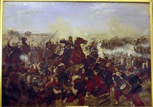 The Battle of Mars de la Tour on the 16th August 1870 Oil Painting by Emil Huenten