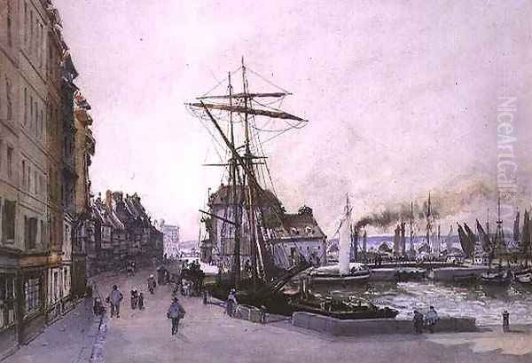 The Quay at Honfleur Oil Painting by Emile Antoine Francois Herson