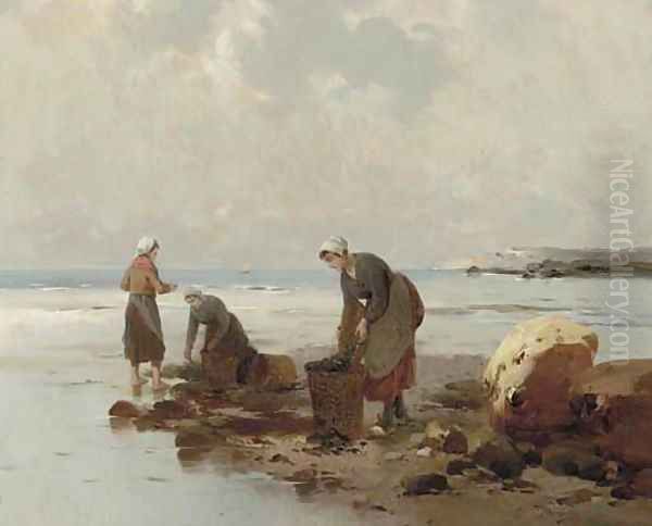 The mussel gatherers Oil Painting by George Haquette