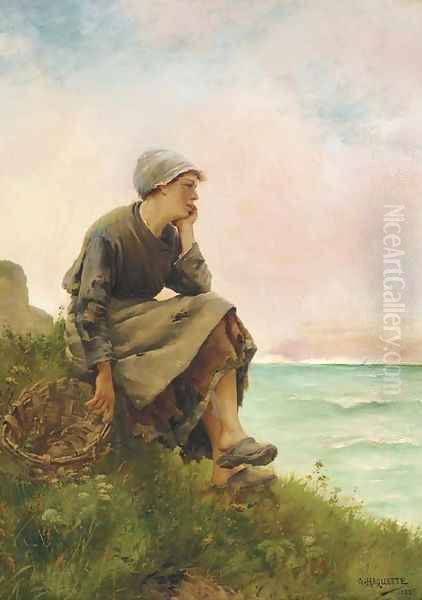 Waiting for the catch Oil Painting by George Haquette