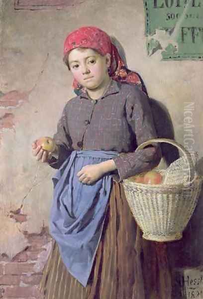 The Apple Seller Oil Painting by Gustav August Hessl