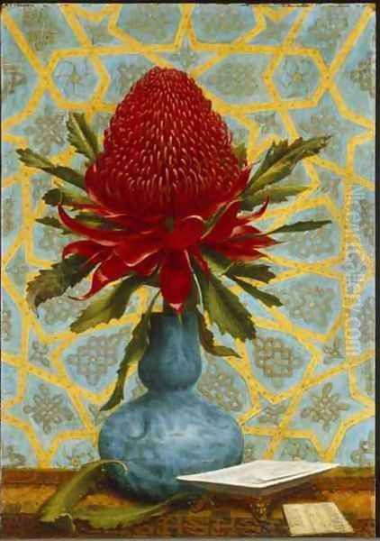 Waratah Oil Painting by Lucien Henry