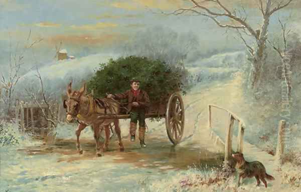 Bringing home the holly Oil Painting by Wilson Hepple