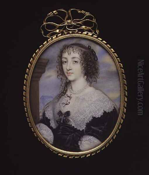 Queen Henrietta Maria wife of King Charles I Oil Painting by John Hoskins