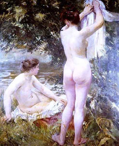 The Bathers Oil Painting by Leon J.J. Houyoux