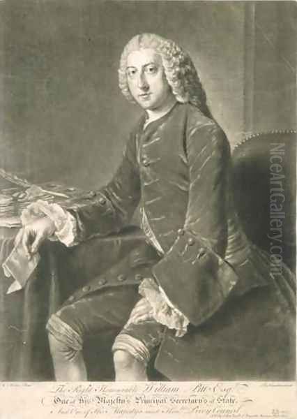 William Pitt Principal Secretary of State Oil Painting by Hoare, William, of Bath