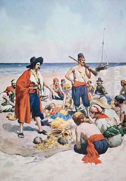 Pirates counting their spoils Oil Painting by Howard, C.T.