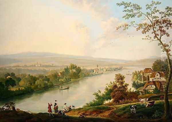 River Landscape Oil Painting by Franz Hochecker