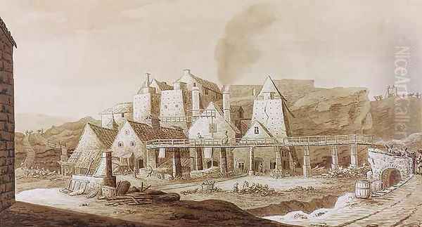 Works at Blaenavon from An Historical Tour in Monmouthshire Oil Painting by Sir Richard Colt Hoare