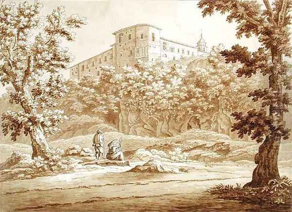 Convent at Valmontone from a volume of 66 views drawn from nature in the neighbourhood of Rome and Abruzzo Oil Painting by Sir Richard Colt Hoare