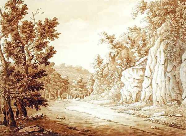 View at Valmontone from a volume of 66 views drawn from nature in the neighbourhood of Rome and Abruzzo Oil Painting by Sir Richard Colt Hoare