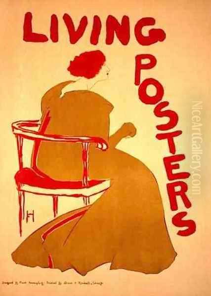 Reproduction of a poster advertising Living Posters by Frank Hazenplug