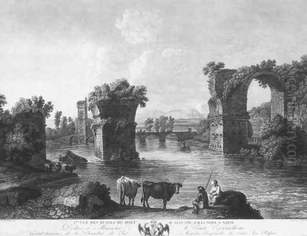 Ruins of the Augustan Bridge at Narni Oil Painting by Georg Abraham Hackert