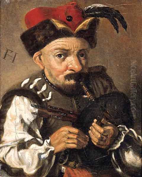 A man playing the bagpipes Oil Painting by Frans Hals