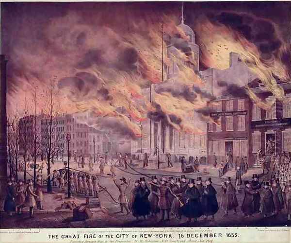 The Great Fire of New York Oil Painting by Alfred M. Hoffy