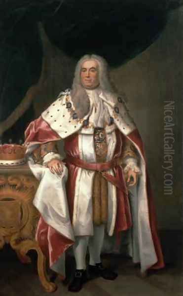 Portrait of Sir Robert Walpole 1676-1745 Earl of Orford Oil Painting by John Theodore Heins