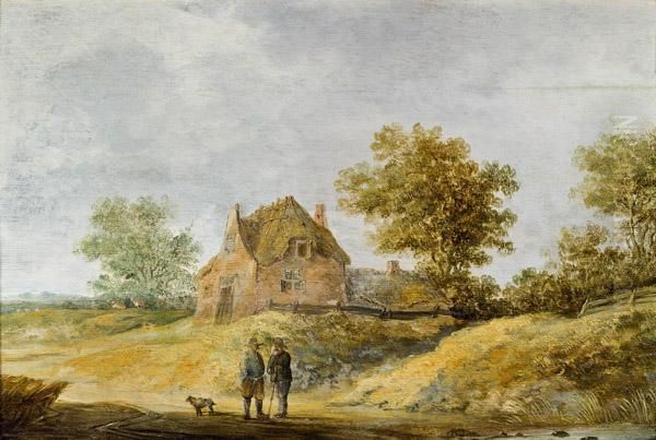 Landschaft Mit Zwei Bauern Vor Einer Hutte Oil Painting by Adriaen Brouwer