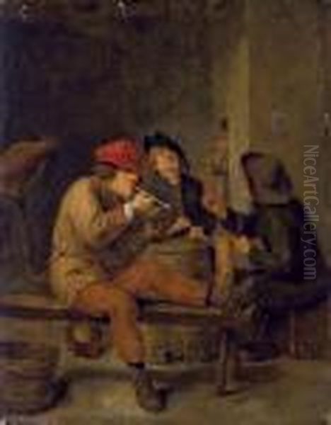 Une Tabagie Oil Painting by Adriaen Brouwer