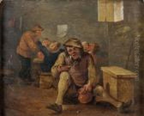 Scene De Taverne Oil Painting by Adriaen Brouwer