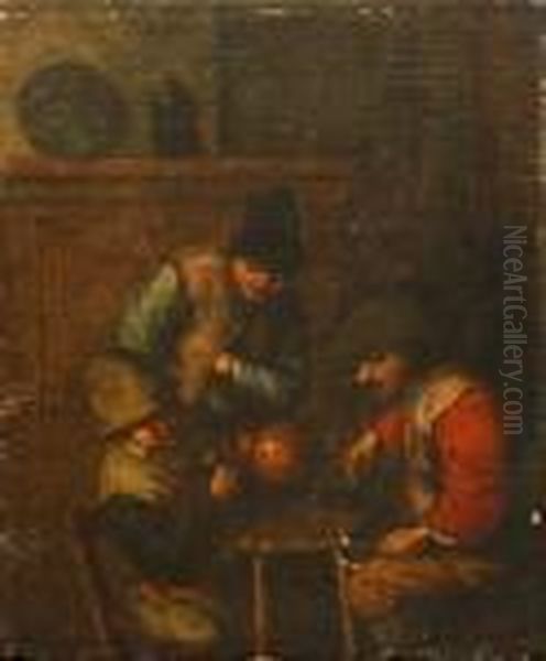 Tavern Scene Withthree Men Oil Painting by Adriaen Brouwer