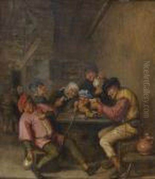 Reunion De Joueurs De Cartes Oil Painting by Adriaen Brouwer