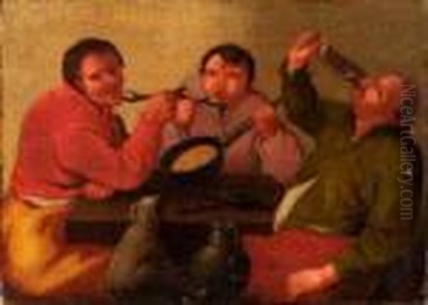 Bauerliche Wirtshausszene Oil Painting by Adriaen Brouwer