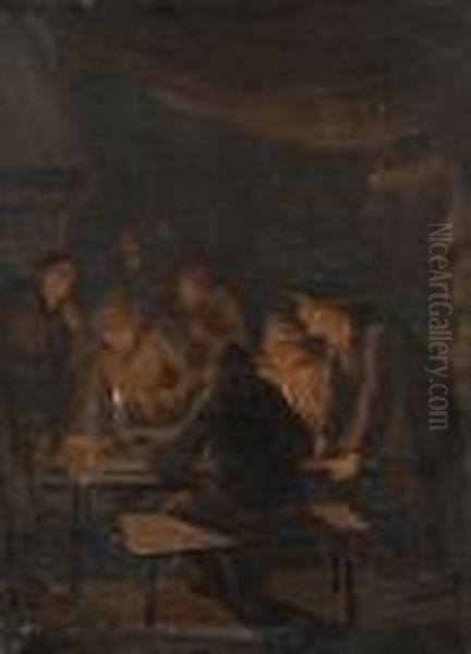 The Gambling Den Oil Painting by Adriaen Brouwer