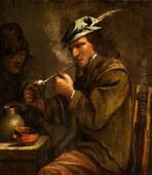 Junger Pfeifenraucher Oil Painting by Adriaen Brouwer