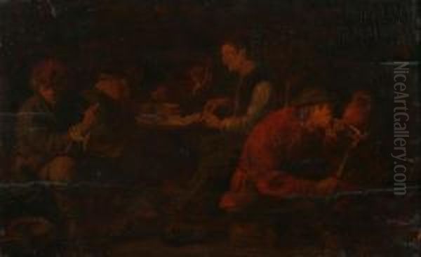 Bauerliche Wirtshausszene Oil Painting by Adriaen Brouwer