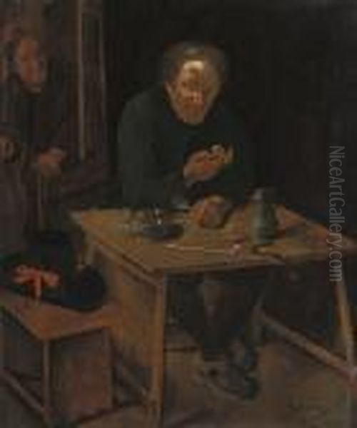 Peasants In A Tavern Oil Painting by Adriaen Brouwer