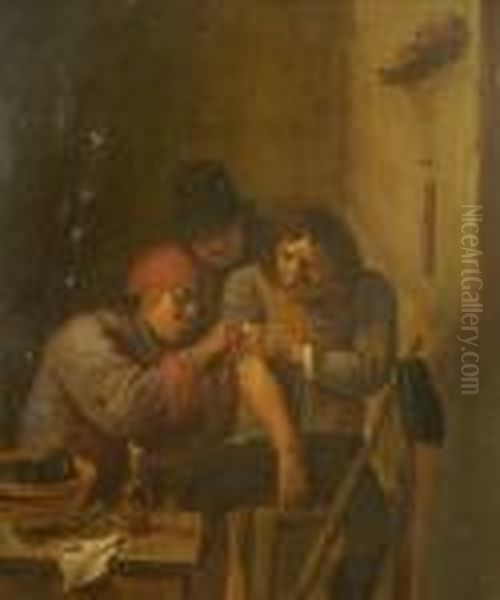 Sense Of Touch Oil Painting by Adriaen Brouwer