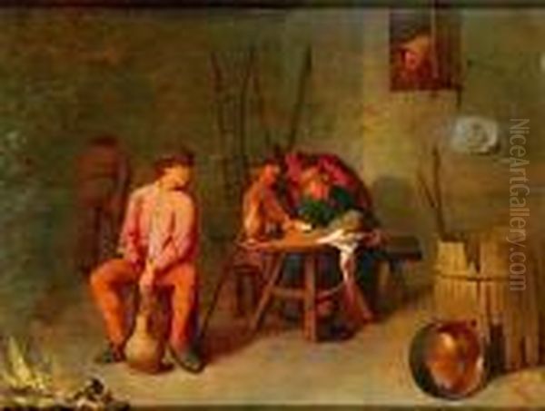 Interior De Taberna Oil Painting by Adriaen Brouwer