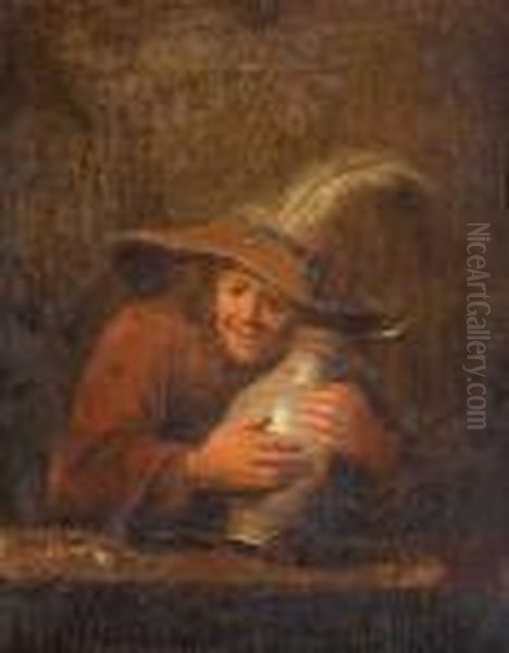 Personaje Con Anfora Oil Painting by Adriaen Brouwer