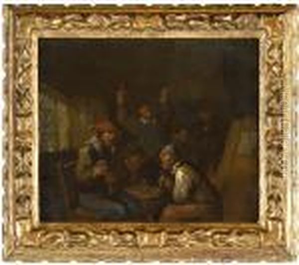 Interno Di Locanda Con Giocatori Di Carte Oil Painting by Adriaen Brouwer