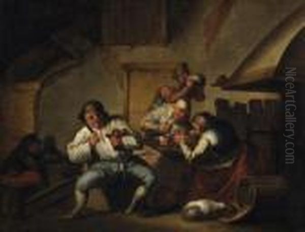 Farmer Folk At The Inn Oil Painting by Adriaen Brouwer