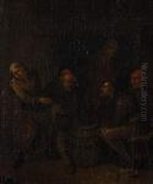 Cercle De, Scene De Taverne Oil Painting by Adriaen Brouwer