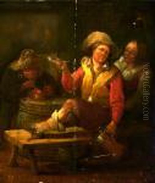 Tavern Scene Oil Painting by Adriaen Brouwer