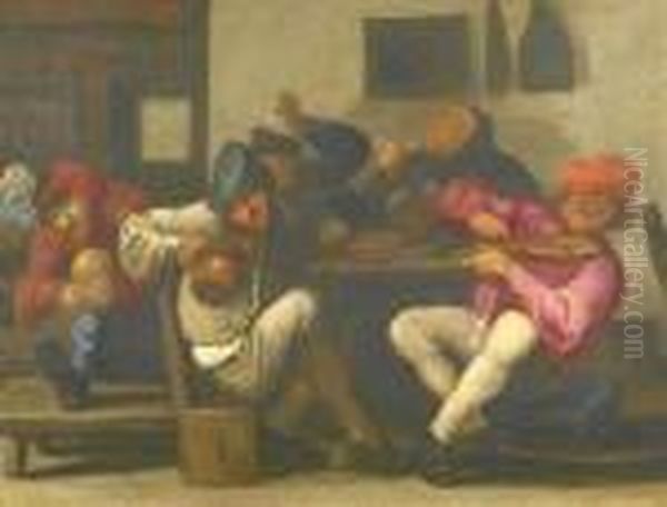 Amused Carousal In The Inn Oil Painting by Adriaen Brouwer