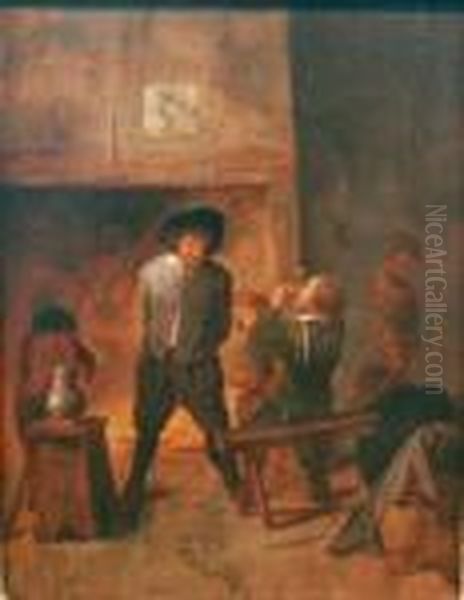 Tavern Scene Oil Painting by Adriaen Brouwer