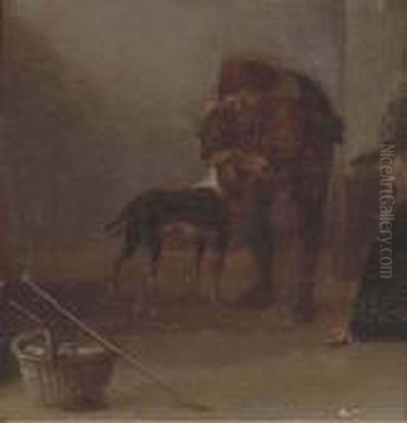 A Peasant With His Dog Oil Painting by Adriaen Brouwer