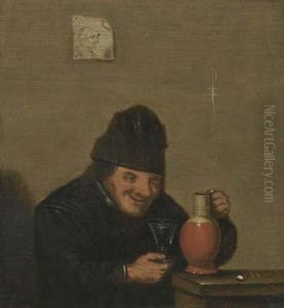 Wine Drinker With Jug. Oil Painting by Adriaen Brouwer