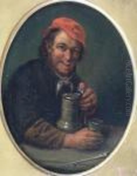 Man With A Beer Flagon Oil Painting by Adriaen Brouwer